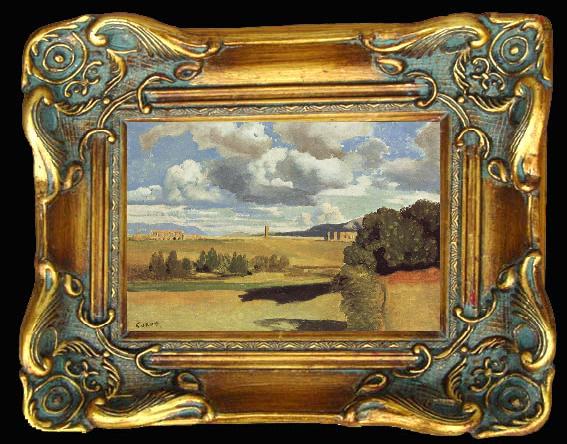 framed  Jean Baptiste Camille  Corot The Roman Campagna,with the Claudian Aqueduct, Ta013-2